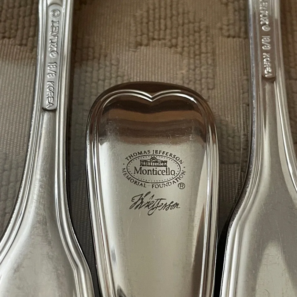 Lenox Monticello 18/8 Stainless Steel Dinner Forks Thomas Jefferson Set of 4